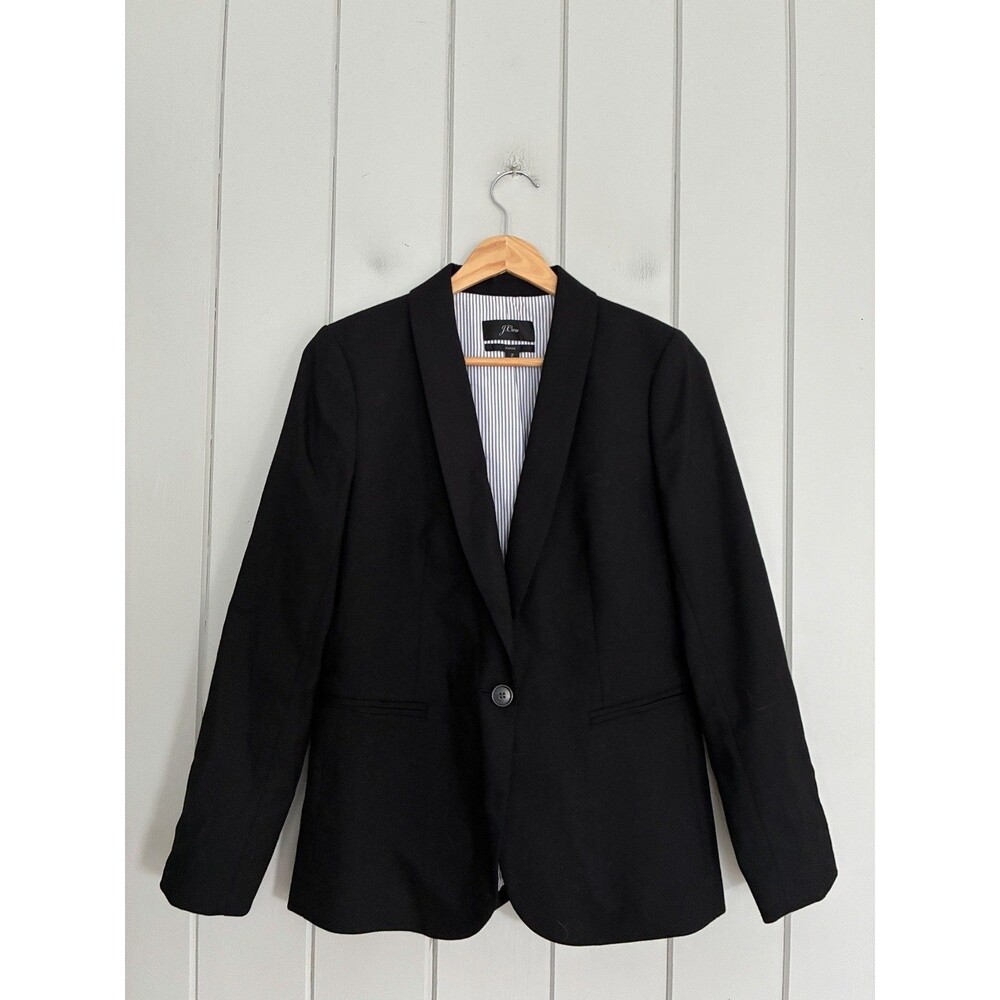 J. Crew Parke Blazer 2 Wool Flannel Black J5627 Lined Pockets
